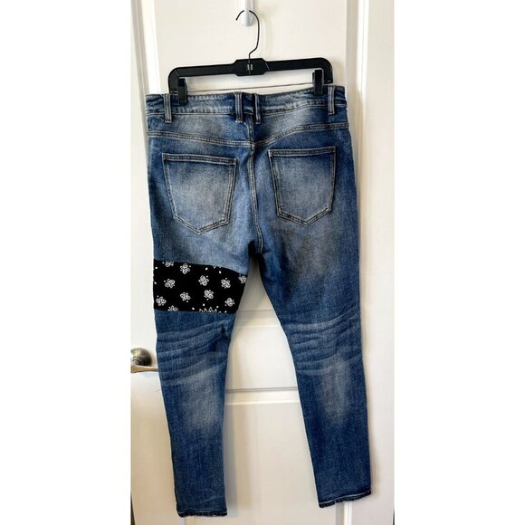 CRYSP DENIM 36 Mens Distressed New York City artistic Moto Skinny Jeans 36x32 - Picture 2 of 6